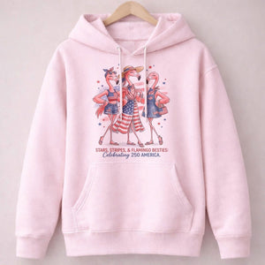 Stars, Stripes, & Flamingo Besties Celebrating 250 America Shirt - FlamingoAholic