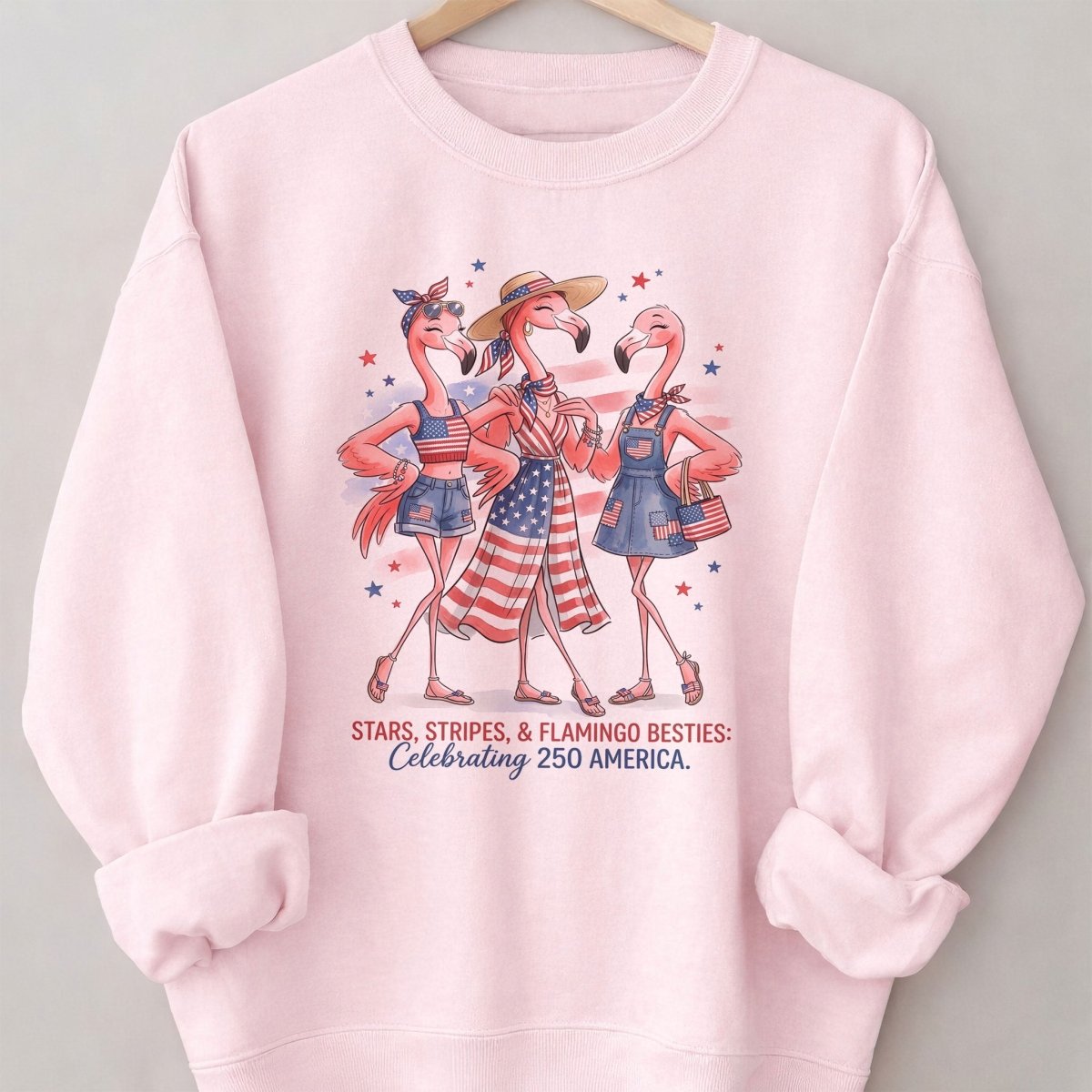 Stars, Stripes, & Flamingo Besties Celebrating 250 America Shirt - FlamingoAholic