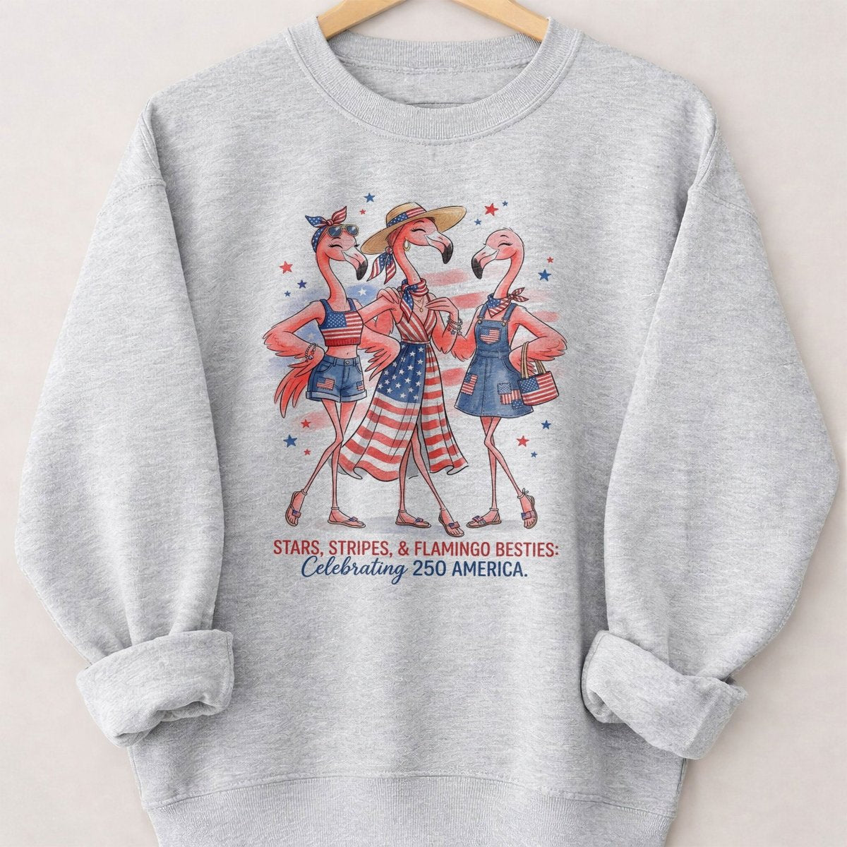 Stars, Stripes, & Flamingo Besties Celebrating 250 America Shirt - FlamingoAholic