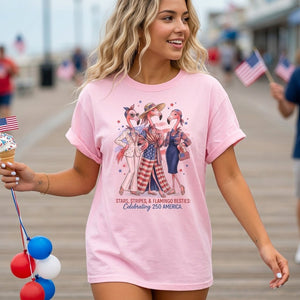 Stars, Stripes, & Flamingo Besties: Celebrating 250 America Shirt - FlamingoAholic