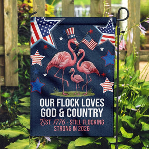 Stars & Stripes Flamingo Garden Flag - Durable Double - Sided God & Country Yard Decor - FlamingoAholic