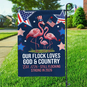 Stars & Stripes Flamingo Garden Flag - Durable Double - Sided God & Country Yard Decor - FlamingoAholic