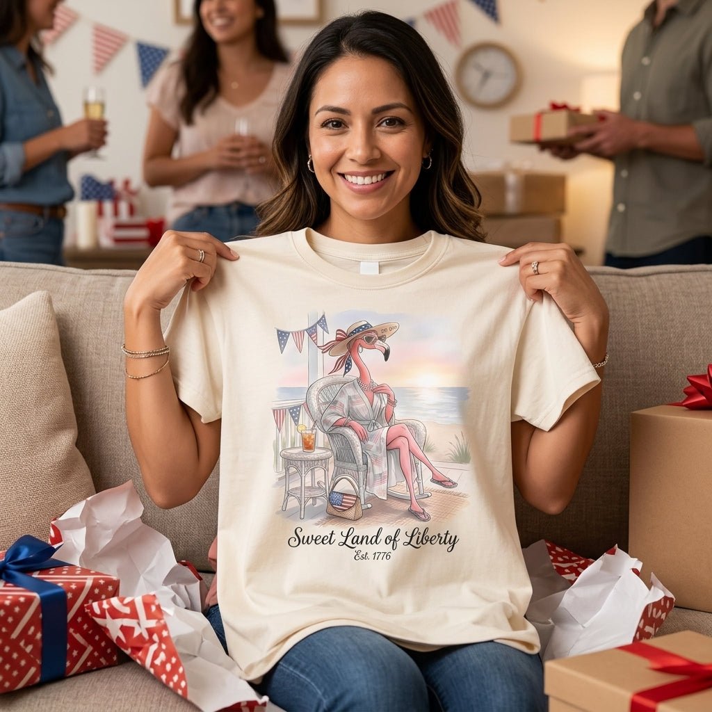Sweet Land of Liberty Flamingo July 4th Shirt - FlamingoAholic