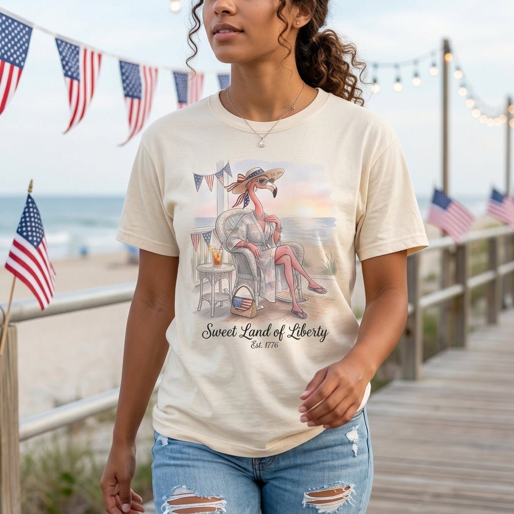 Sweet Land of Liberty Flamingo July 4th Shirt - FlamingoAholic