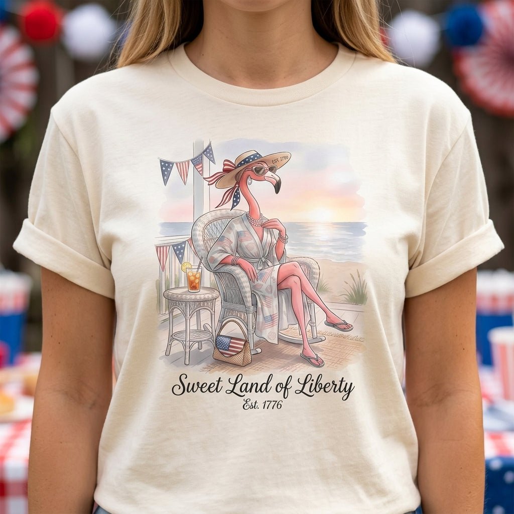Sweet Land of Liberty Flamingo July 4th Shirt - FlamingoAholic