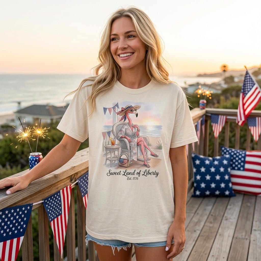 Sweet Land of Liberty Flamingo July 4th Shirt - FlamingoAholic