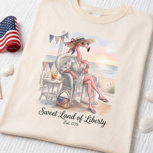 Sweet Land of Liberty Flamingo July 4th Shirt - FlamingoAholic