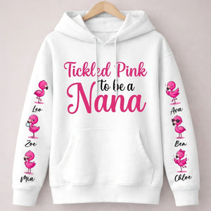 Tickled Pink To Be A Nana Flamingo Shirt - Personalized Grandkids Name Gift Sweatshirt - FlamingoAholic