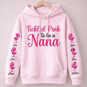 Tickled Pink To Be A Nana Flamingo Shirt - Personalized Grandkids Name Gift Sweatshirt - FlamingoAholic