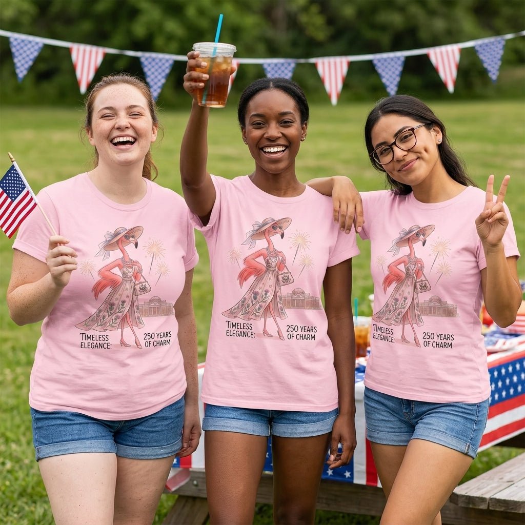 Timeless Elegance 250 Years of Charm Flamingo Shirt - FlamingoAholic