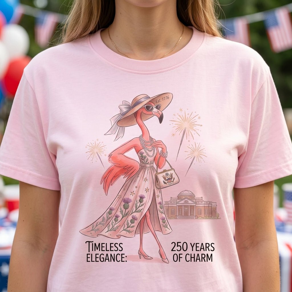 Timeless Elegance 250 Years of Charm Flamingo Shirt - FlamingoAholic