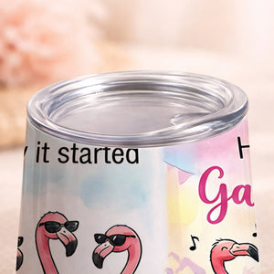 Tipsy Trio Funny Flamingo Wine Tumbler - Personalized Galentine's Girls Trip Gift - FlamingoAholic