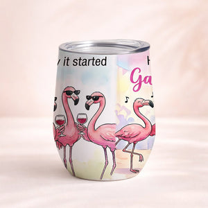 Tipsy Trio Funny Flamingo Wine Tumbler - Personalized Galentine's Girls Trip Gift - FlamingoAholic