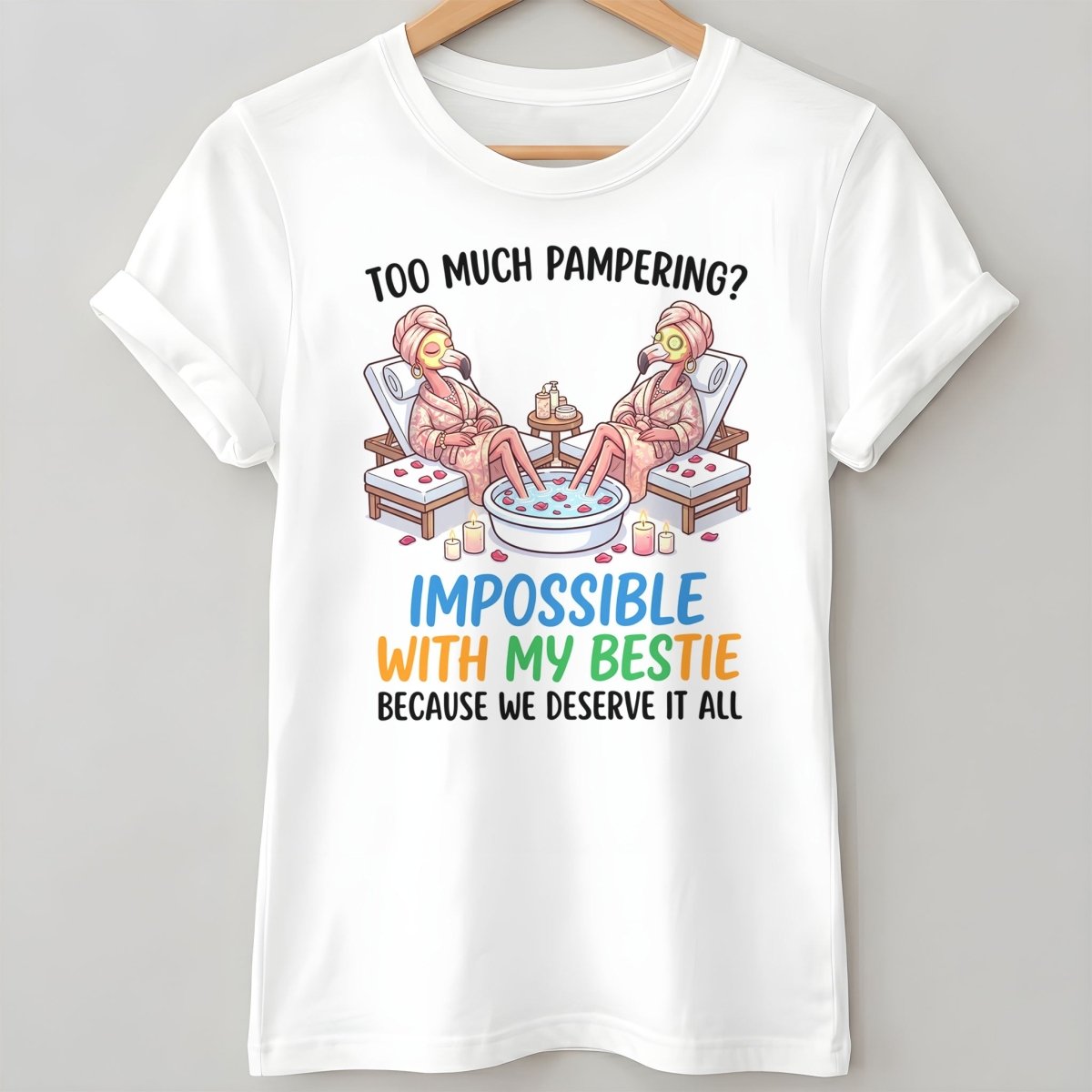 Too Much Pampering Impossible With My Bestie Because We Deserve It All Flamingo Shirt - FlamingoAholic