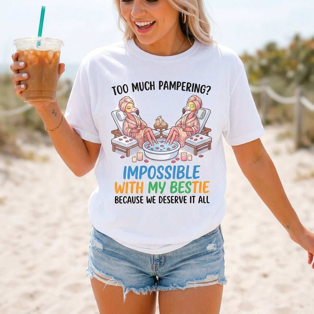 Too Much Pampering Impossible With My Bestie Because We Deserve It All Flamingo Shirt - FlamingoAholic