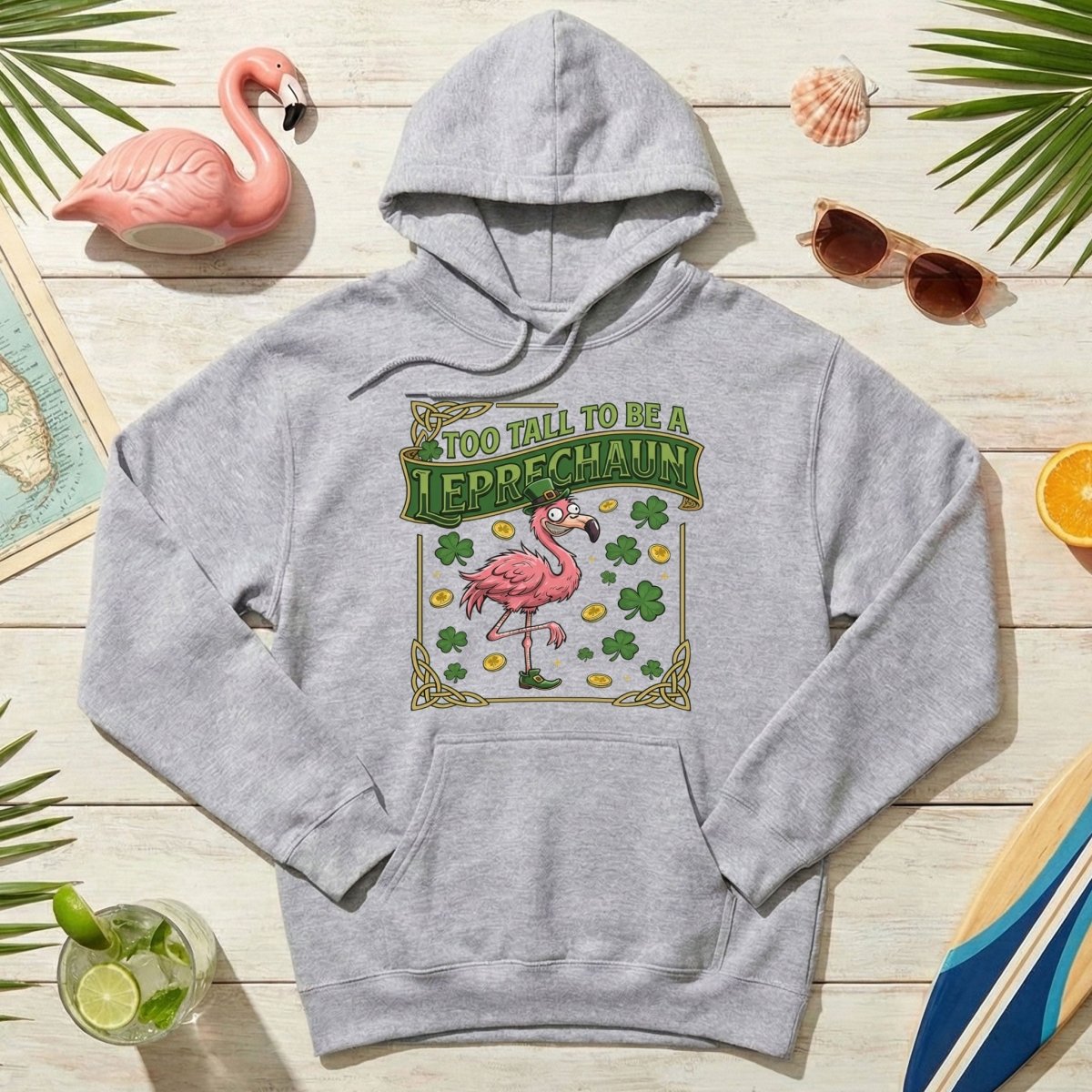 Too Tall To Be A Leprechaun Flamingo St. Patrick's Day Tee - Funny Irish Holiday Party Shirt - FlamingoAholic