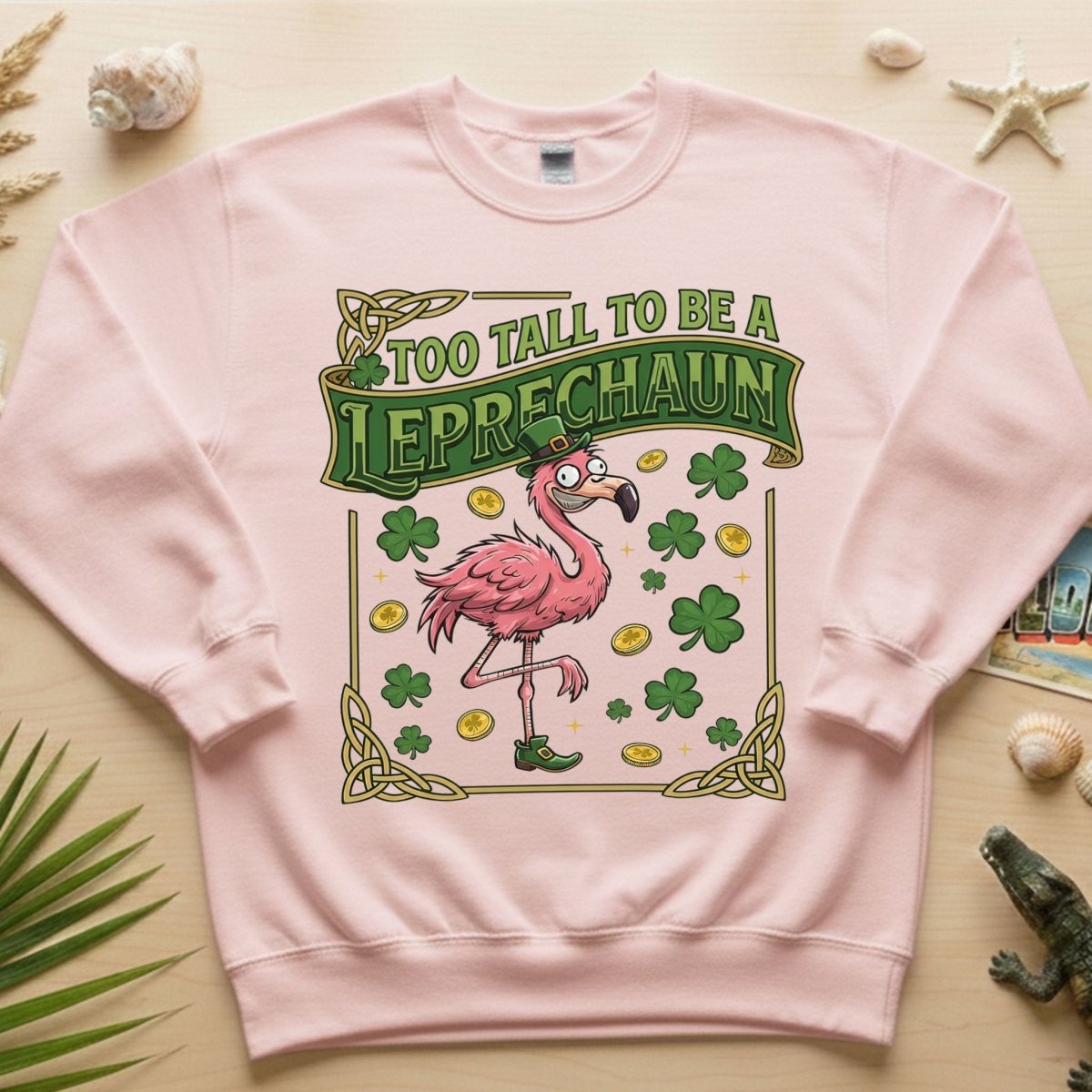 Too Tall To Be A Leprechaun Flamingo St. Patrick's Day Tee - Funny Irish Holiday Party Shirt - FlamingoAholic