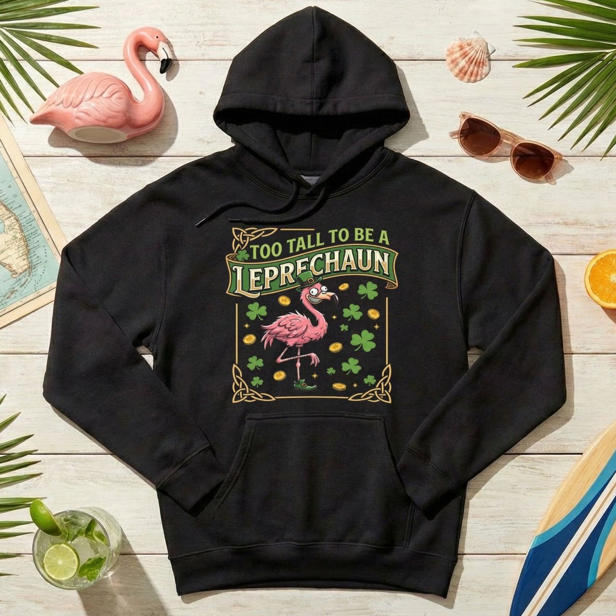 Too Tall To Be A Leprechaun Flamingo St. Patrick's Day Tee - Funny Irish Holiday Party Shirt - FlamingoAholic