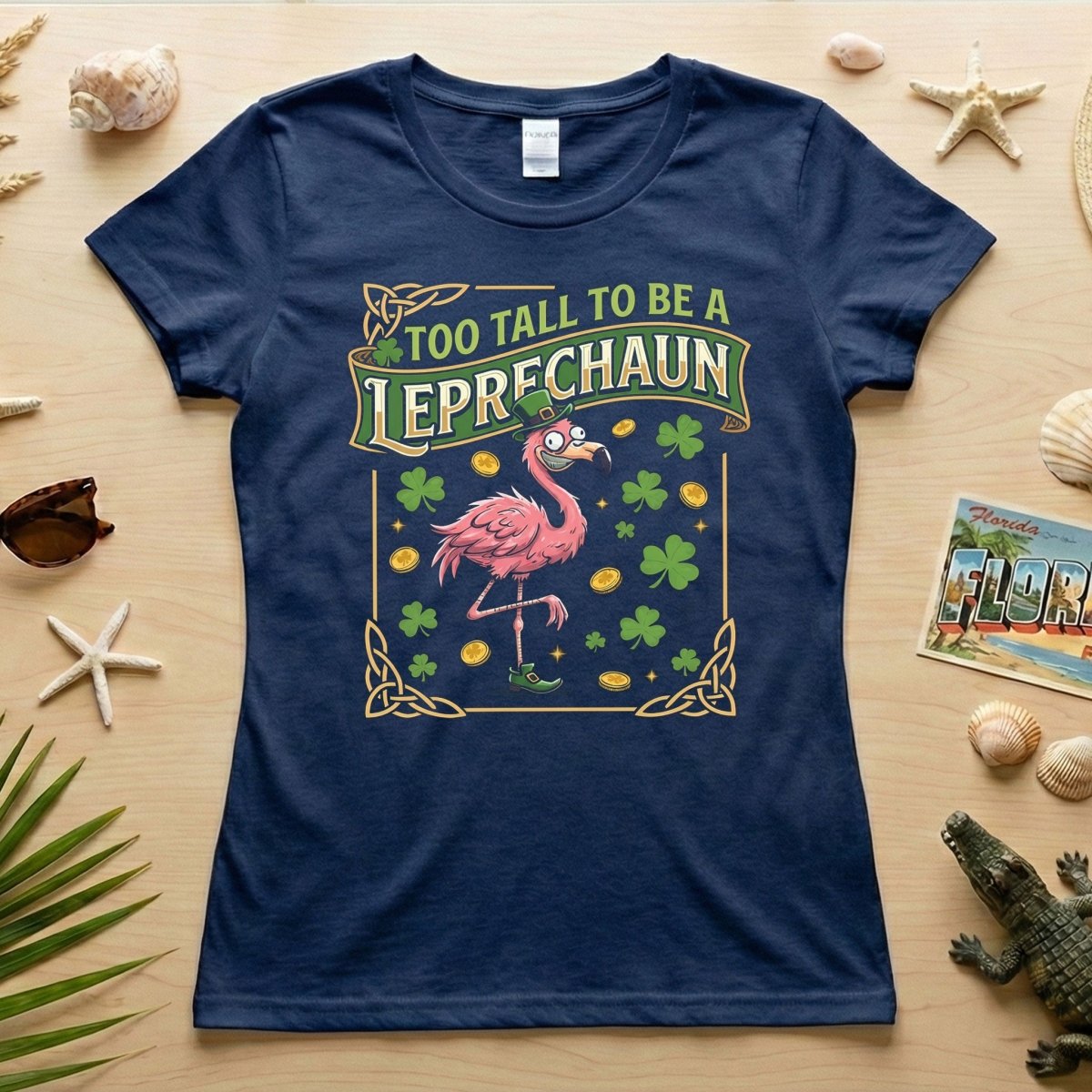 Too Tall To Be A Leprechaun Flamingo St. Patrick's Day Tee - Funny Irish Holiday Party Shirt - FlamingoAholic
