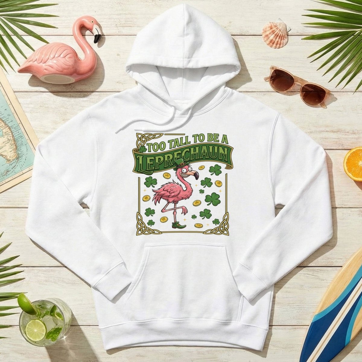 Too Tall To Be A Leprechaun Flamingo St. Patrick's Day Tee - Funny Irish Holiday Party Shirt - FlamingoAholic