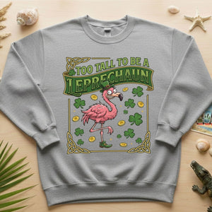 Too Tall To Be A Leprechaun Flamingo St. Patrick's Day Tee - Funny Irish Holiday Party Shirt - FlamingoAholic