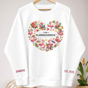 Tropical Flamingo Lifestyle Personalized Shirt & Sweatshirt - Custom Name Est. Year Flamingoaholic Gift for Her - FlamingoAholic