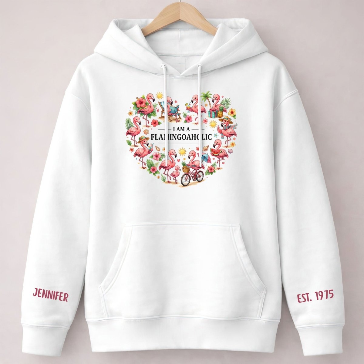 Tropical Flamingo Lifestyle Personalized Shirt & Sweatshirt - Custom Name Est. Year Flamingoaholic Gift for Her - FlamingoAholic
