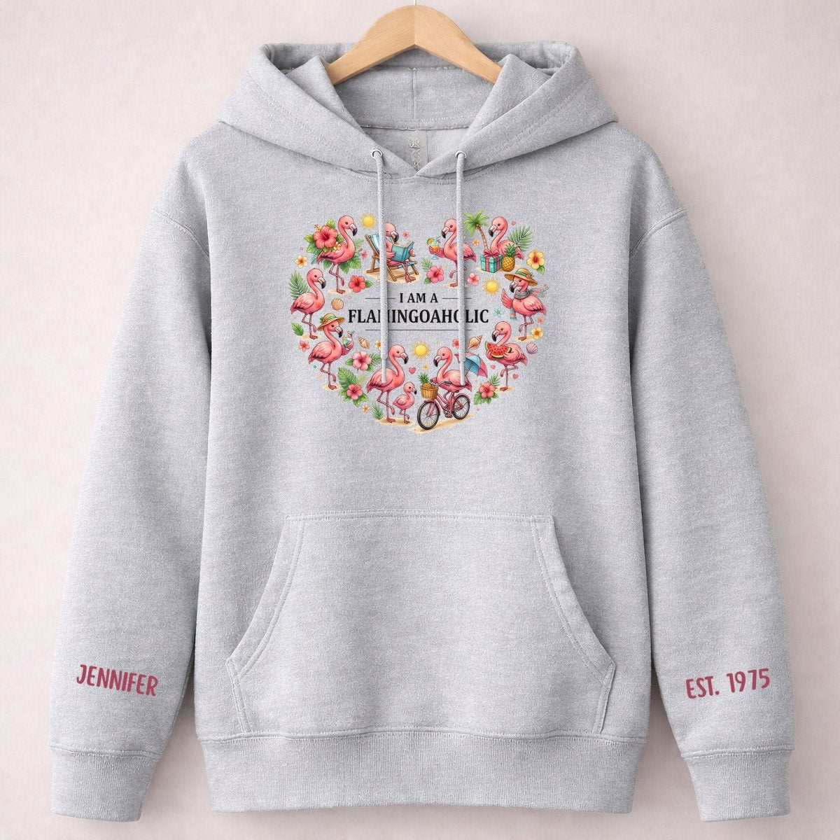 Tropical Flamingo Lifestyle Personalized Shirt & Sweatshirt - Custom Name Est. Year Flamingoaholic Gift for Her - FlamingoAholic