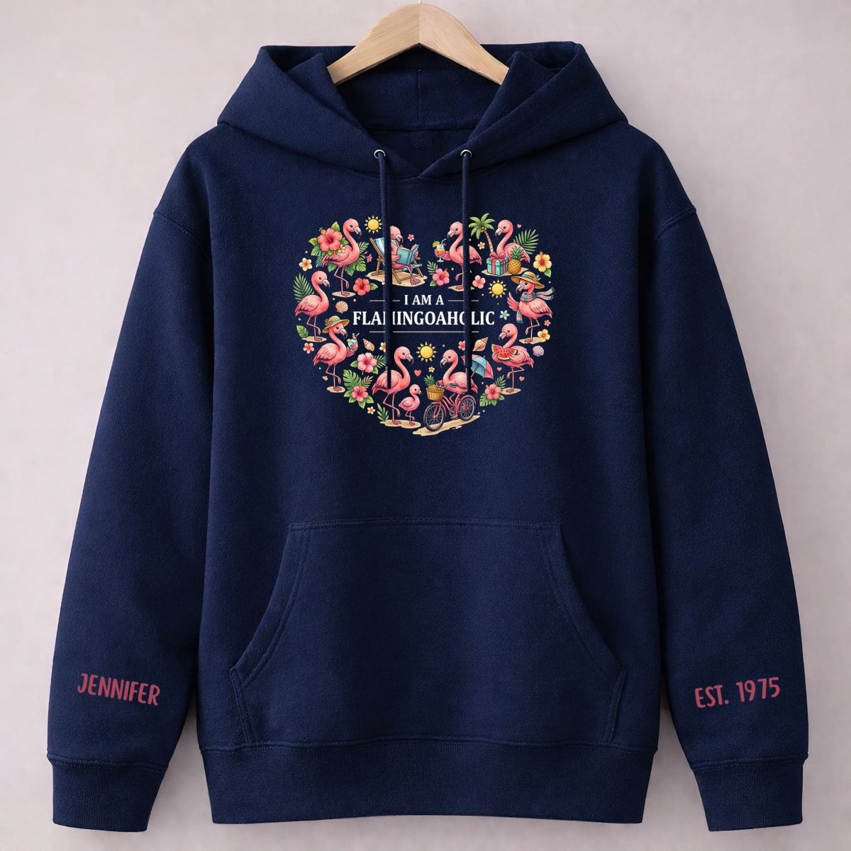 Tropical Flamingo Lifestyle Personalized Shirt & Sweatshirt - Custom Name Est. Year Flamingoaholic Gift for Her - FlamingoAholic