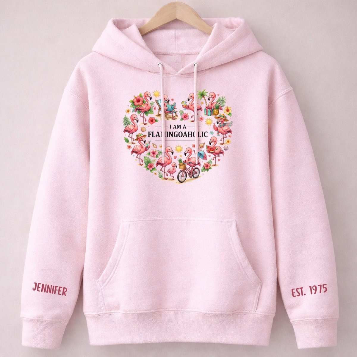 Tropical Flamingo Lifestyle Personalized Shirt & Sweatshirt - Custom Name Est. Year Flamingoaholic Gift for Her - FlamingoAholic