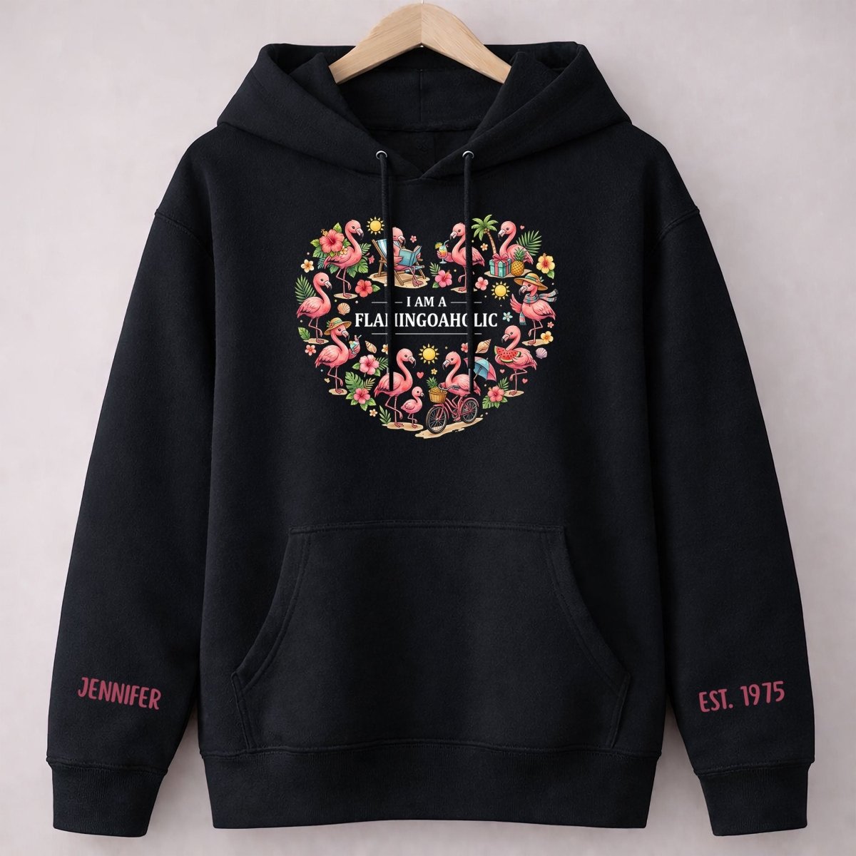 Tropical Flamingo Lifestyle Personalized Shirt & Sweatshirt - Custom Name Est. Year Flamingoaholic Gift for Her - FlamingoAholic