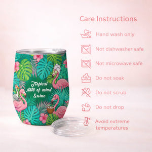 "Tropical State of Mind & Wine" Insulated Flamingo Tumbler - Perfect Gift for Wine Lovers - FlamingoAholic