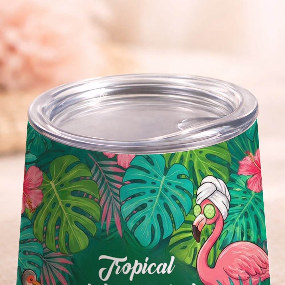 "Tropical State of Mind & Wine" Insulated Flamingo Tumbler - Perfect Gift for Wine Lovers - FlamingoAholic