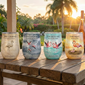 Tropical Wisdom of the Wild Flamingo Wine Tumbler Set (4 - Pack) - Insulated Gift for Fran - FlamingoAholic