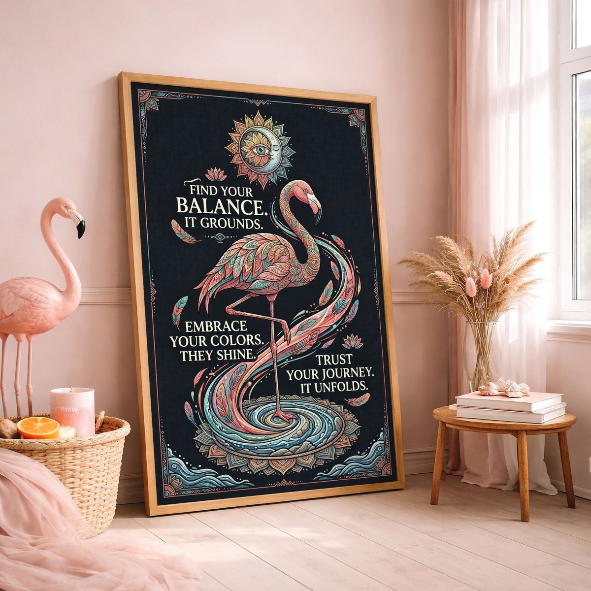 Trust Your Journey Flamingo Poster – Spiritual Boho Wall Art - FlamingoAholic