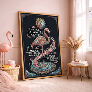 Trust Your Journey Flamingo Poster – Spiritual Boho Wall Art - FlamingoAholic