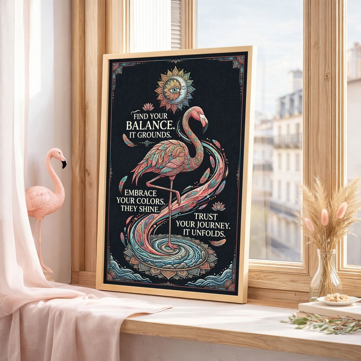 Trust Your Journey Flamingo Poster – Spiritual Boho Wall Art - FlamingoAholic