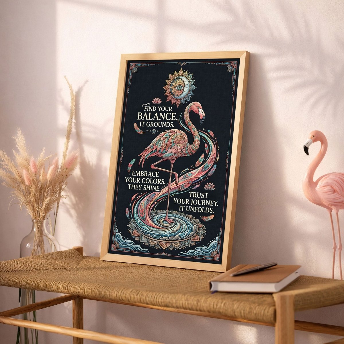 Trust Your Journey Flamingo Poster – Spiritual Boho Wall Art - FlamingoAholic
