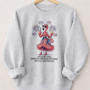 United We Stand Divided We Order Another Drink Flamingo July 4th Shirt - FlamingoAholic