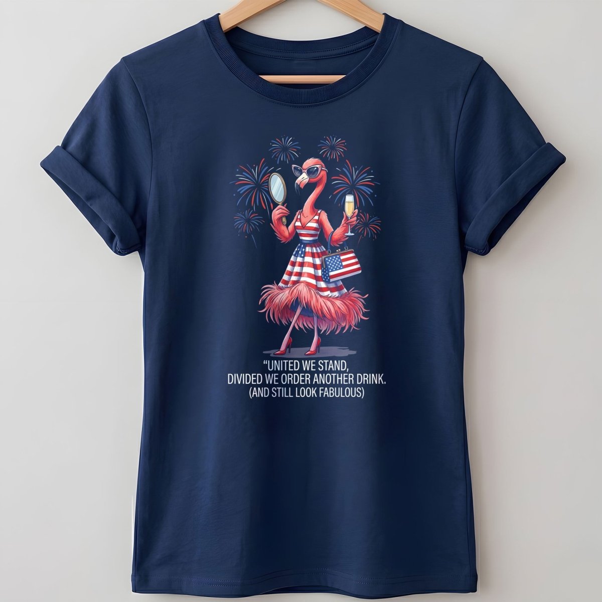 United We Stand Divided We Order Another Drink Flamingo July 4th Shirt - FlamingoAholic