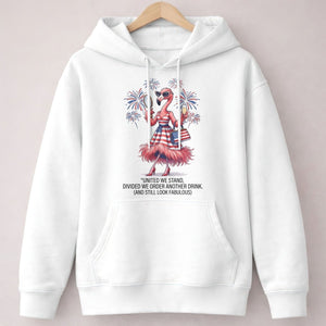 United We Stand Divided We Order Another Drink Flamingo July 4th Shirt - FlamingoAholic