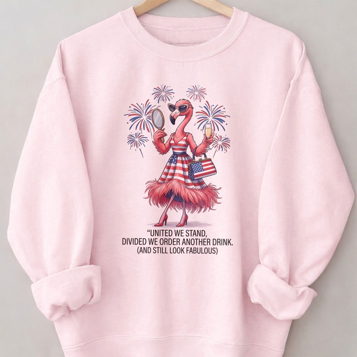 United We Stand Divided We Order Another Drink Flamingo July 4th Shirt - FlamingoAholic