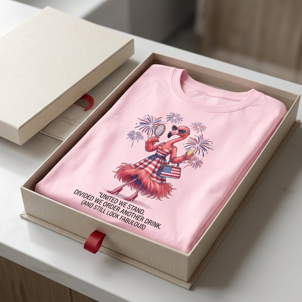 United We Stand Divided We Order Another Drink Flamingo July 4th Shirt - FlamingoAholic