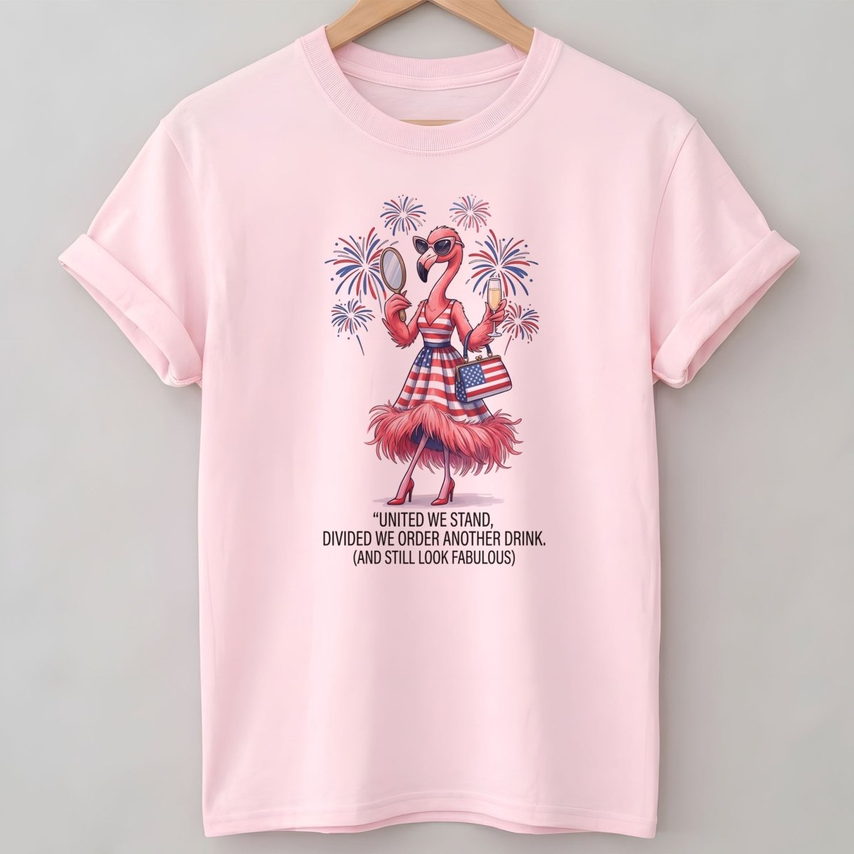 United We Stand Divided We Order Another Drink Flamingo July 4th Shirt - FlamingoAholic