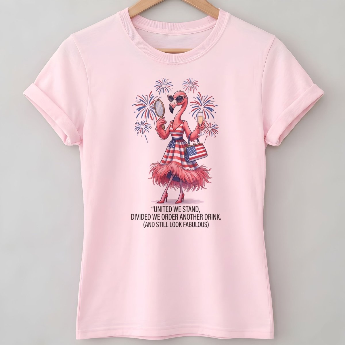 United We Stand Divided We Order Another Drink Flamingo July 4th Shirt - FlamingoAholic