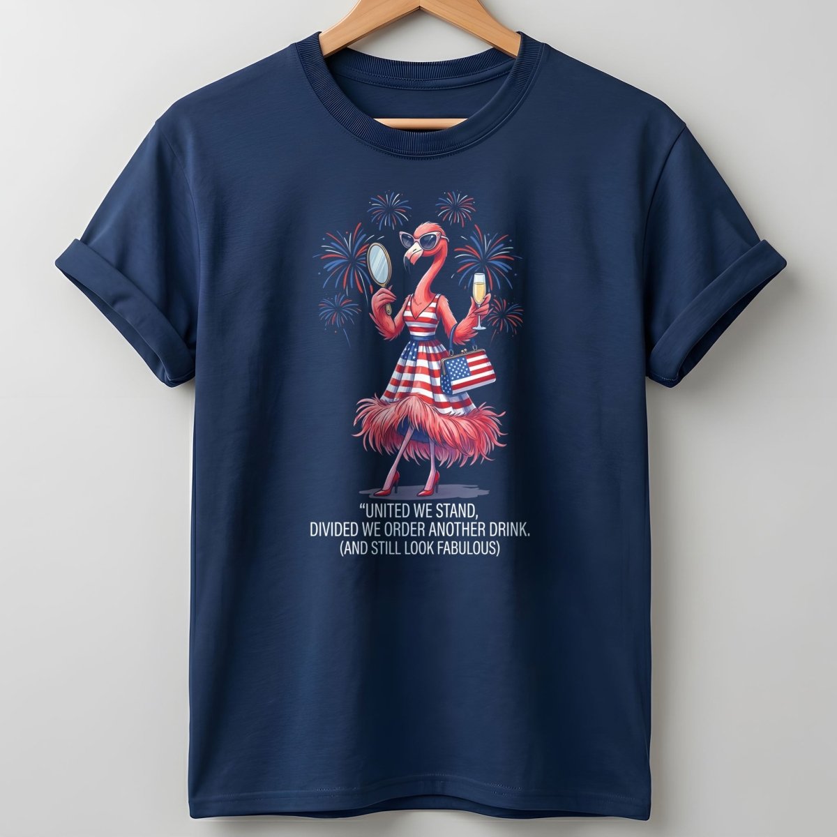 United We Stand Divided We Order Another Drink Flamingo July 4th Shirt - FlamingoAholic