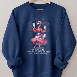 United We Stand Divided We Order Another Drink Flamingo July 4th Shirt - FlamingoAholic
