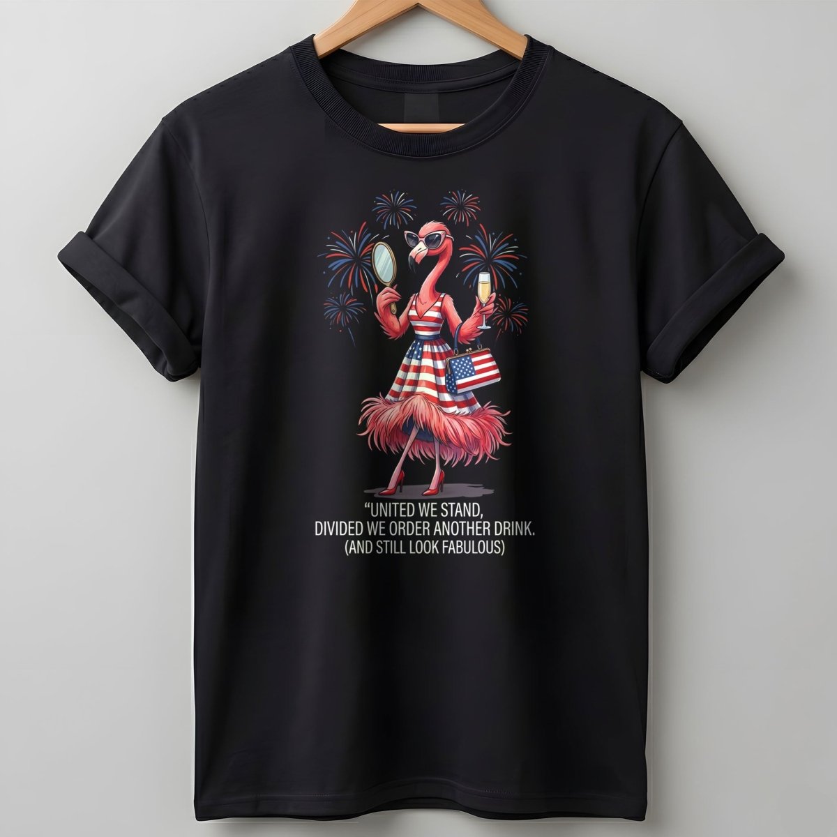 United We Stand Divided We Order Another Drink Flamingo July 4th Shirt - FlamingoAholic