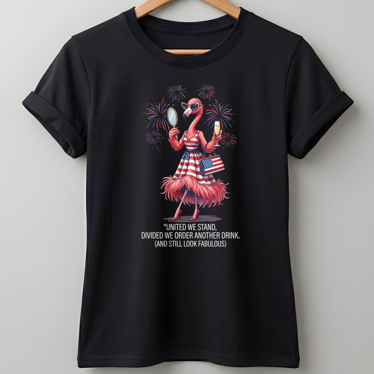 United We Stand Divided We Order Another Drink Flamingo July 4th Shirt - FlamingoAholic