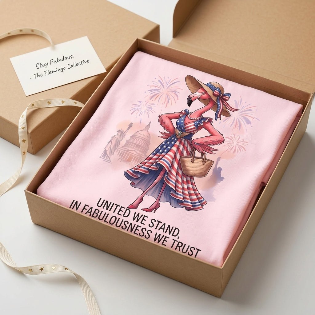 United We Stand In Fabulousness We Trust Flamingo July 4th Shirt - FlamingoAholic
